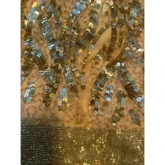 MAC DUGGAL 4857 Rose Gold Embellished Beaded Sequin V-Back Evening Gown 18W Maxi - Picture 9 of 9